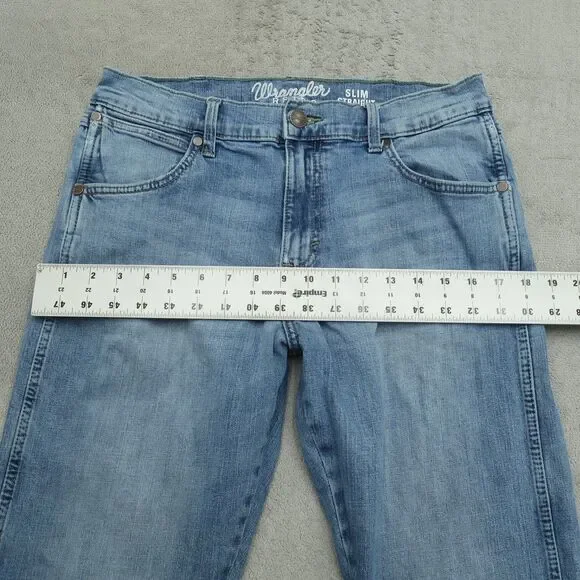 Wrangler Retro Jeans Mens Fits 30x32 (No Tag) Blue Slim Straight Stretch Denim - Picture 15 of 16